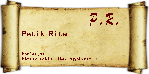 Petik Rita névjegykártya